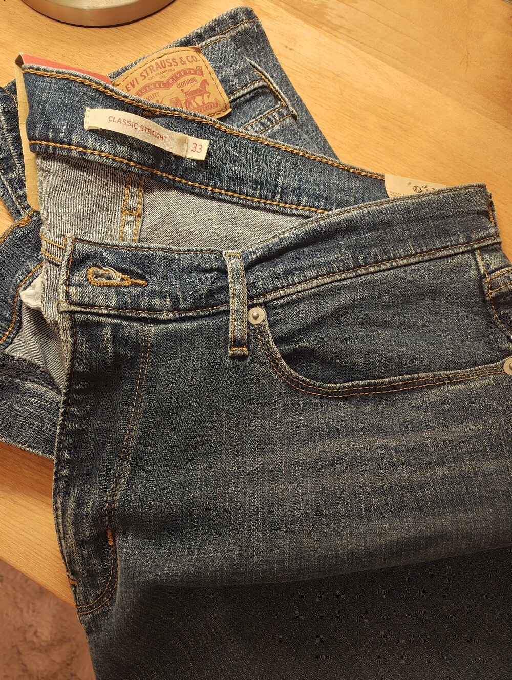 Levi's Women's Straight Leg Jeans in Dark Blue Denim